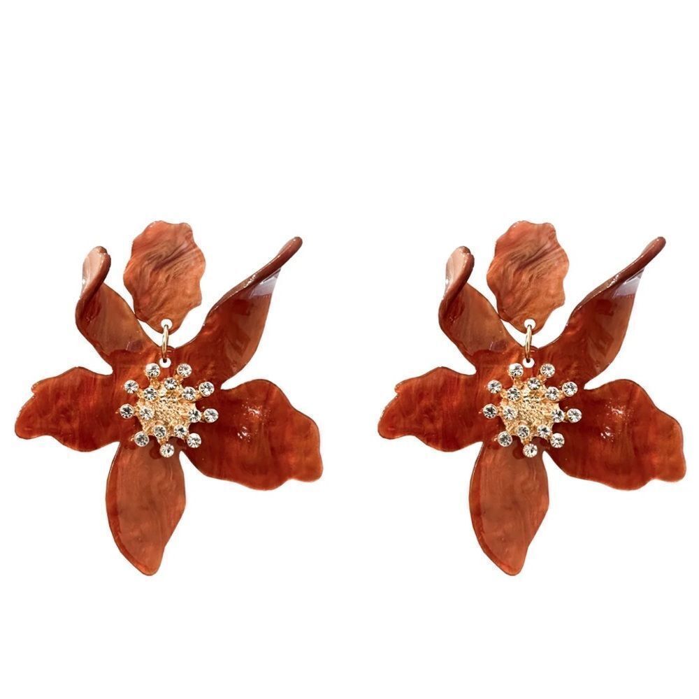 Briella Brown Flower Earrings M335